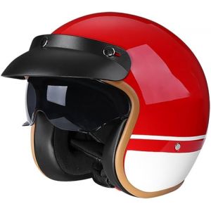 VVPEC Moto Casque Bol Open Face Classic Sun Casque Moto Jet Vintage avec Visi&egrave;re, Casques Vintage &agrave; Face Ouverte,ECEDOT Homologu&eacute; en pour Scooter Chopper - Casque De Moto Homme Et Femme Pilot(9,L=59~6 (xinzhoushixinfuquxinmiaozonghejingyingbu, neuf)