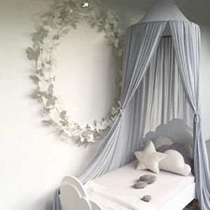 Goklmn Ciel de lit pour enfant en forme de dôme rond, rideaux de lit hémisphériques en mousseline, moustiquaires pour bébé, rideaux de lit princesse et prince, tente de jeu pour enfants, gris (Yunduo-Store, neuf)