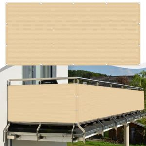 Brise Vue pour Balcon 75 x 600 cm HDPE 220G/M&sup2;, Protection Contre Soleil, R&eacute;sistant Aux Intemp&eacute;ries Brise-Vue pour Balcon Couverture pour Exterieur Terrasse, Jaune Sable (LvLiangShiLiShiQuLongCaoDianZiShangWuYouXianGongSi, neuf)