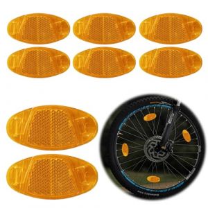 wilcractk Catadioptre Velo Reflecteur Rayon Lot De 8 Pi&egrave;ces Ovales Orange Haute Visibilit&eacute; S&eacute;curit&eacute; V&eacute;lo Enfant VTT R&eacute;fl&eacute;chissant Pour Rayons Roue Avant Arri&egrave;re Nuit (zhumaodianzishangwu, neuf)