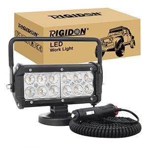 RIGIDON 1 Pcs 18 cm 7 pouces 36W feux de travail aimanté, phare de travail led carré, 12V 24V lampe de travail led avec base magnétique, led floodlights pour offroad Voiture camions SUV 4x4 tracteur (Sanyue-EU, neuf)