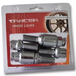 TRACER Lot de boulons de roue antivol M14 x 1,5 27 mm à tête sphérique R13 avec 2 clés compatibles avec Audi, VW, Seat, Skoda (TUNERSHOP, neuf)