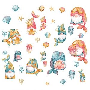 craspire 8 Feuilles 8 Styles Océan Thème Fenêtre Autocollants GNOME Algues Méduse Poisson Autocollants Fenêtre Adhère Animaux de la Mer Décoration Murale Stickers pour Chambre Salon (CRASPIRE FR, neuf)
