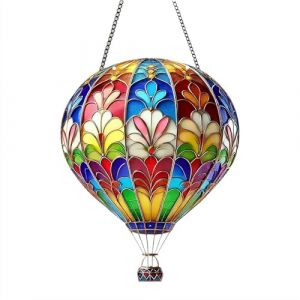 Lanterne solaire montgolfière – Attrape-soleil en acrylique coloré, lampe LED à suspendre pour jardin et terrasse, lampe décorative sans danger pour les oiseaux pour la maison, le café et la (dianqian2024, neuf)