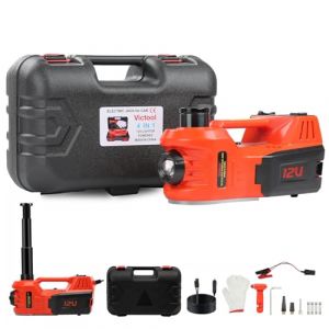 Cric Hydraulique Électrique 5T, 4 in 1 Cric électrique Voiture 12V avec Pompe Gonflable et lumière LED, 150-450mm Leve pour Voiture Pickup SUV Changement de Pneu Garage Réparation (Eranthe, neuf)