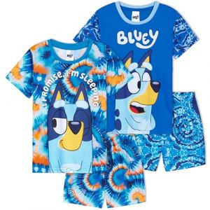 Get Trend Bluey Pyjama Enfant Garcon Été Pyjama Court Manches Courtes Vêtement de Nuit Enfant Tout-Petit Cadeau Garçon (5-6 Ans, Bleu Tie Dye Bluey, 2) (Get Trend., neuf)