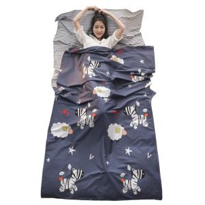 Azarxis Drap de Sac de Couchage en Coton 1 2 Personnes Confortable Léger pour Voyage Camping Randonnée Auberges Hôtel Train (Noir & Blanc, M - 120 x 230 cm) (Azarxis (FR), neuf)