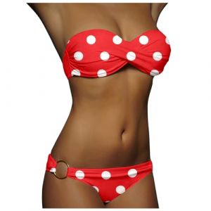 Maillot de bain sexy deux pièces avec bretelles amovibles et anneau en métal pour femme Maillot de bain push up bandeau torsadé pour femme Bikini Sexy Maillot De Bain (kWEX, neuf)