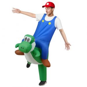 Alaoo D&eacute;guisement Gonflable de Super Plombier Dinosaure pour Adulte, Super Brothers Enfant, Costume de Cosplay avec V&ecirc;tements gonflables, Chapeau, Ventilateur pour Halloween No&euml;l Carnaval (Alaoo, neuf)