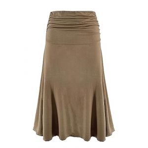 Laphilo Jupe femme de couleur unie viscose décontractée élastique à la taille jupe évasée Midi au genou, confortable et légère, cod.9521, Camel, M (3E S.R.L., neuf)
