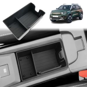GAFAT Compatible avec Citro&euml;n C3 Aircross 2025 2026/e-C3 Aircross EV Console Centrale Bo&icirc;te de rangement avant l'Accoudoir, Organiseur avec Tapis en Caoutchouc [Unique pour Frein &Eacute;lectronique] (GAFAT(EU), neuf)