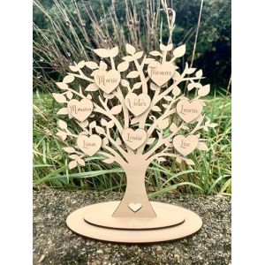 Arbre de vie personnalis&eacute; en bois avec max. 20 pr&eacute;noms, D&eacute;coration murale ou &agrave; poser, d&eacute;coration int&eacute;rieur, d&eacute;co mur, fleur vie sacr&eacute;e,anniversaire,no&euml;l bapt&ecirc;me, mariage, mandala,St Valentin (20 cm) (Le coin cadeaux, neuf)