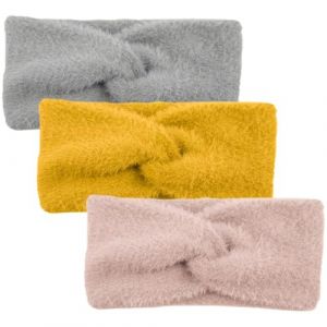 Abaodam Lot de 3 Serrage-T&ecirc;tes Nou&eacute;s Larges en Fourrure Douce Tricot&eacute;e Bandeaux D&rsquo;Hiver pour Femmes et Filles Cache-Oreilles Chaud et Extensible Accessoires Hivernaux Confortables pour (Asa Jia, neuf)