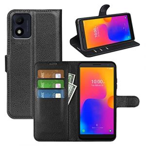 Fertuo Coque pour Alcatel 1B 2022, Antichoc Portefeuille &Eacute;tui Housse en Cuir &agrave; Rabat Flip Cover Case avec Silicone Bumper, Porte Carte, B&eacute;quille, Boucle Magn&eacute;tique pour Alcatel 1B 2022, Noir (Fertuo Store, neuf)