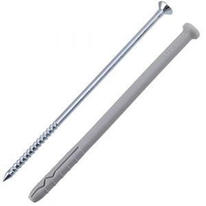 AERZETIX - C65092 - Lot de 25 Chevilles &agrave; Clou/Frapper &Oslash;8x140 mm + vis а t&ecirc;te frais&eacute;e &Oslash;5&times;145 mm avec collerette - en Nylon et m&eacute;tal - Fixation en b&eacute;ton Brique Outil mat&eacute;riaux Plein travaux per&ccedil;age (Tuning, neuf)