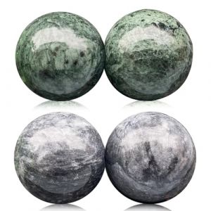 Lot de 4 boules de massage Qi Gong - En jade - Pour la relaxation, le massage &agrave; la main - Noir et vert (XBLYL, neuf)