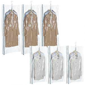 TAILI Sacs de Rangement sous Vide Suspendus pour vêtements, 6 paquets (3 x 133 x 70 x 20 x 20 cm, 3 x 104 x 80 x 20 x 20 cm) Housse sous Vide pour costumes, manteaux, vestes Economisez (TAILI Store, neuf)