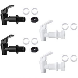 Robinet d'eau en plastique sans BPA, robinet d'eau de rechange pour seau &agrave; eau domestique, syst&egrave;mes de filtration de refroidisseur d'eau (2 noirs et 2 blancs) (HuiNing, neuf)