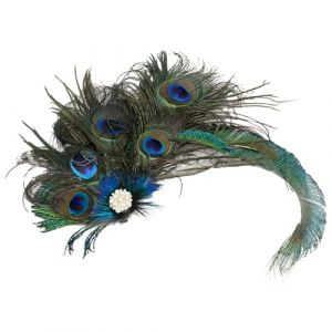 alloneslife Pinces à cheveux, pinces à cheveux pour femmes, bibi pour fête sur le thème des années 1920, bibi pour femmes en plumes de paon, épingles à cheveux ethniques, carnavals, couvre-chefs (JINGYIKEJIGS, neuf)