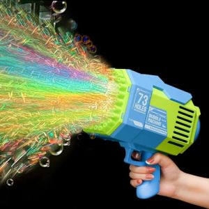 Pistolet a Bulle Electrique Rechargeable/73Trous Bulles Riches/LED,Bazooka Machine a Bulles de Savon Enfant/Adulte/Mariage,Bubble Gun Blaster Machine Automatico Jouet Interieur Exterieur (GEPROSMAeurope, neuf)