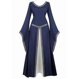 Jutrisujo Médiévale Renaissance Robes Maxi Parti Costume Vintage Déguisements Halloween Gothique Femmes Cosplay Déguisement Carnaval Victorien Bleu 3XL (jutrisujo Unique, neuf)