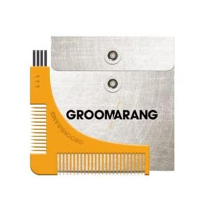 Groomarang Outil de fa&ccedil;onnage de barbe pour le d&eacute;collet&eacute;, la ligne des joues et la m&acirc;choire &ndash; Comprend un pochoir &agrave; barbe, un peigne &agrave; barbe &agrave; double extr&eacute;mit&eacute; et une extr&eacute;mit&eacute; de brosse (GLOBAL COSMETICS, neuf)