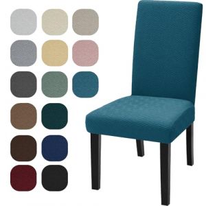 YSTELLAA Housse De Chaise 4 Pièces, Extensible Housse Chaise Salle A Manger, Amovible Lavable pour Protéger, Pavec Bande Élastique pour Un Ajustement, Doux Confortable, Bleu Paon (YSTELLAA, neuf)