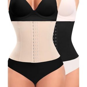 Gaine Amincissante Ventre Plat Femme Invisible Corset Minceur Waist Trainer Serre Taille Body Sculptant (Noir+Beige,XXL) (YARRCO, neuf)