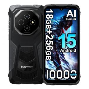 Blackview Fort 1 18Go+256Go AI Telephone Portable Incassable, 10000mAh, T&eacute;l&eacute;phone D&eacute;bloqu&eacute;, 16MP+8MP, 6.56" HD+ Smartphone Incassable Etanche, Dual 4G LTE/GPS/NFC/OTG Phones (Noir) (BINLEE LIMITED, neuf)