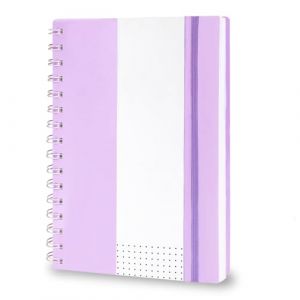 Amythe Cahier A5 Spirale, Carnet &agrave; Points 150 Feuilles/300 Pages 100g/m&sup2;, Cahier A5 Couverture Rigide pour Prise de Notes, Bureau ou &Eacute;tude Bloc-notes 148x210mm, Violet (Amythe, neuf)