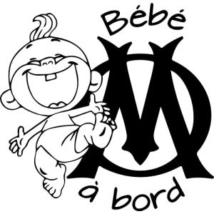 Sticker autocollant Bébé à bord OM (Noir) (Stick Créa, neuf)