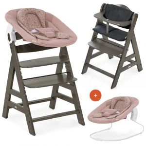 hauck Chaise Haute Bébé Alpha Plus Newborn Set - Évolutive dès Naissance, Transat Nouveau-Né, Coussin d'Assise et Réducteur - Charbon Bambi (babyartikel-de, neuf)