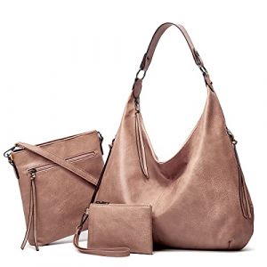 Pahajim Sac a Main et Portefeuille Femme Sac Bandouli&egrave;re Femme Grand Cabas Cuir Souple Sac Hobo Fourre Tout Femme Tote Bag Imperm&eacute;able pour Travail, Voyage, Shopping(Rose) (Pahajim, neuf)