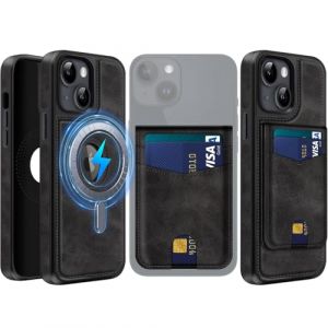 MOBESV 2 in 1 Coque en Cuir pour iPhone 15 avec Portefeuille Support, &Eacute;tui Magn&eacute;tique Compatible avec MagSafe, Housse avec Porte Cartes &Eacute;l&eacute;gant (Noir) (NineFox, neuf)