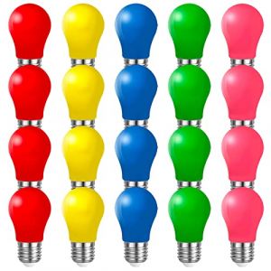 Belaufe Ampoules LED color&eacute;es E27 3W, Ampoules LED color&eacute;es E27, Lampe LED d&eacute;corative d'ext&eacute;rieur, 220V AC, Couleurs m&eacute;lang&eacute;es Rouge Vert Bleu Jaune Rose, Plastique, 20 pi&egrave;ces (Jiexin-EU, neuf)