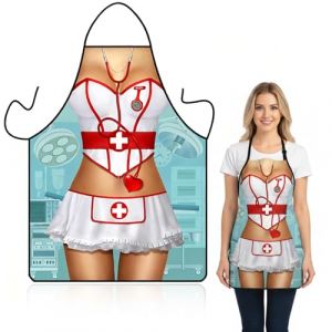 THQAE Tablier de Cuisine Sexy,Style Infirmi&egrave;re Tablier Imperm&eacute;able 3D,Emp&ecirc;chent la Poussi&egrave;re et l'Huile F&ecirc;tes d'Anniversaire Enterrements Vie Jeune Fille Tablier Barbecue (GU HONGHUI DE SHOP, neuf)