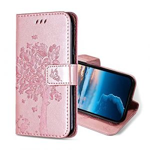 KANVOOS Coque pour Samsung Galaxy A5 2017, Etui Protection Housse Premium en Cuir PU, Antichoc &Eacute;tui &agrave; Rabat Portefeuille Flip Case pour Samsung A5 2017 (Or Rose) (CONBER, neuf)