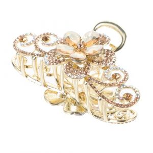 Homoyoyo Pince &agrave; Griffes Pour Cheveux D&eacute;corative Grosse Taille Double Face Motif Floral En Alliage Strass Couleur Dor&eacute;e, Accessoire Pour Femmes Filles, Coiffure Chignon Et Queue De Cheval (HuanYH, neuf)