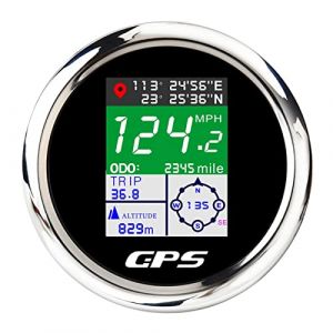 Geloo 85mm Compteur de Vitesse GPS Tachymètre TFT Réglable Mph Noeuds Km/h Compteur Kilométrique Numérique avec Antenne GPS (UKAUTO, neuf)
