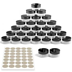 Newaner 30 Pièces Pots Cosmétiques Vide en Plastique, 10g10ml Mini pot transparent avec bouchon à vis, cannette vide avec des autocollants, pour maquillage, crèmes, lotions, mini bougies(le noir) (SANTAMBROGIO GIORGIO, neuf)