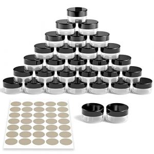 Newaner 30 Pièces Pots Cosmétiques Vide en Plastique, 10g10ml Mini pot transparent avec bouchon à vis, cannette vide avec des autocollants, pour maquillage, crèmes, lotions, mini bougies(le noir) (CESAREO GIANLUCA, neuf)