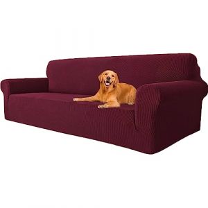 YSTELLAA Housse Canapé Extensible 4 Places, Housse de Canapé avec Accoudoirs, Super élastique Housse Canape pour Chiens et Chats Animaux Antisalissure (Bordeaux, Canapé Largeur 233cm-293cm) (YSTELLAA, neuf)