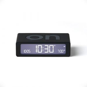 LEXON Flip Mini Réveil Matin de Voyage, Horloge numérique LED on/Off à luminosité réglable, Rechargeable et Tactile, idéal comme réveil de Chevet - Noir (LEXON DESIGN, neuf)
