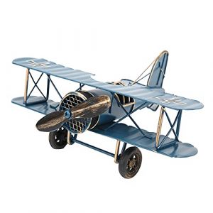 Lybunair Délicat Vintage Rétro Avion Artisanat Biplan Artisanat pour La Décoration De La Maison Ornement De Café (Azul) (Jiemaitte, neuf)