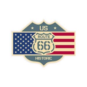 route 66 us historic autocollant adh&eacute;sif sticker logo 322 - Taille : 12 cm (Giroud Garampon, neuf)