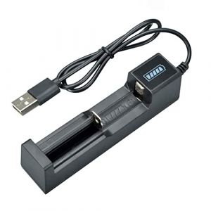 DEKLONPER Chargeur de Batterie Rechargeable Universel à Chargement USB 1 Slot Chargeur de Batterie au Lithium pour 18650 26650 14500 16340 ABS (BaiRunTongBaiHuoYouXianGongSi, neuf)