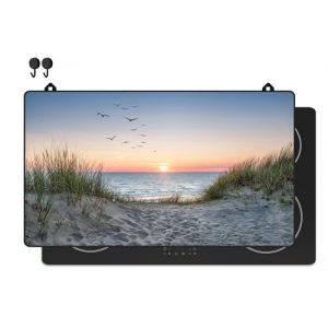 KitchyMist Prot&egrave;ge Plaque Induction Plage et Dunes - 90x52 cm - D&eacute;co cuisine - Protection pour plan de travail - Cuisson prot&eacute;g&eacute;e - Fond de hotte de cuisine (KitchyMist, neuf)