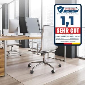 KARAT Neo Tapis de Protection de Sol pour sols durs - Protection du Sol - Chaise de Bureau - pour parquet, stratifié, Tapis de Sol, Chaise de Bureau - Épaisseur : 1,5 mm, Transparent, 90 x 50 cm (MEISTEREI, neuf)