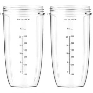 2 Pièces Cup Gobelet de Remplacement pour NUTRIBULLET Original 600 Watt et NutriBullet Pro 900 W Blender Électrique, Blender Bol en Verre Accessoires, Nutribullet Pièces de Rechange de Tasse (AUMUA-FR, neuf)