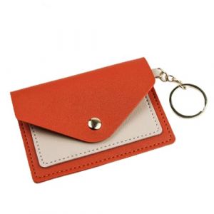 NAMCHE Porte-Cartes Porte-Monnaie avec Anneau Porte-cl&eacute;s &ndash; &Eacute;tui &Eacute;l&eacute;gant Compact Bicolore pour Femmes &ndash; Id&eacute;al Sac &agrave; Main ou Cadeau (Corail) (NAMCHE BAZAR, neuf)